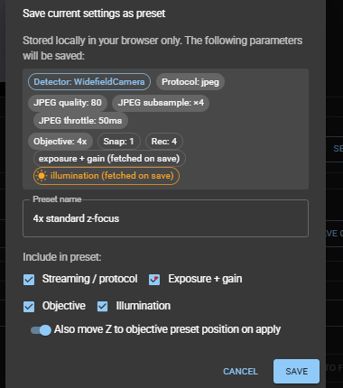 Stream-presets-popup