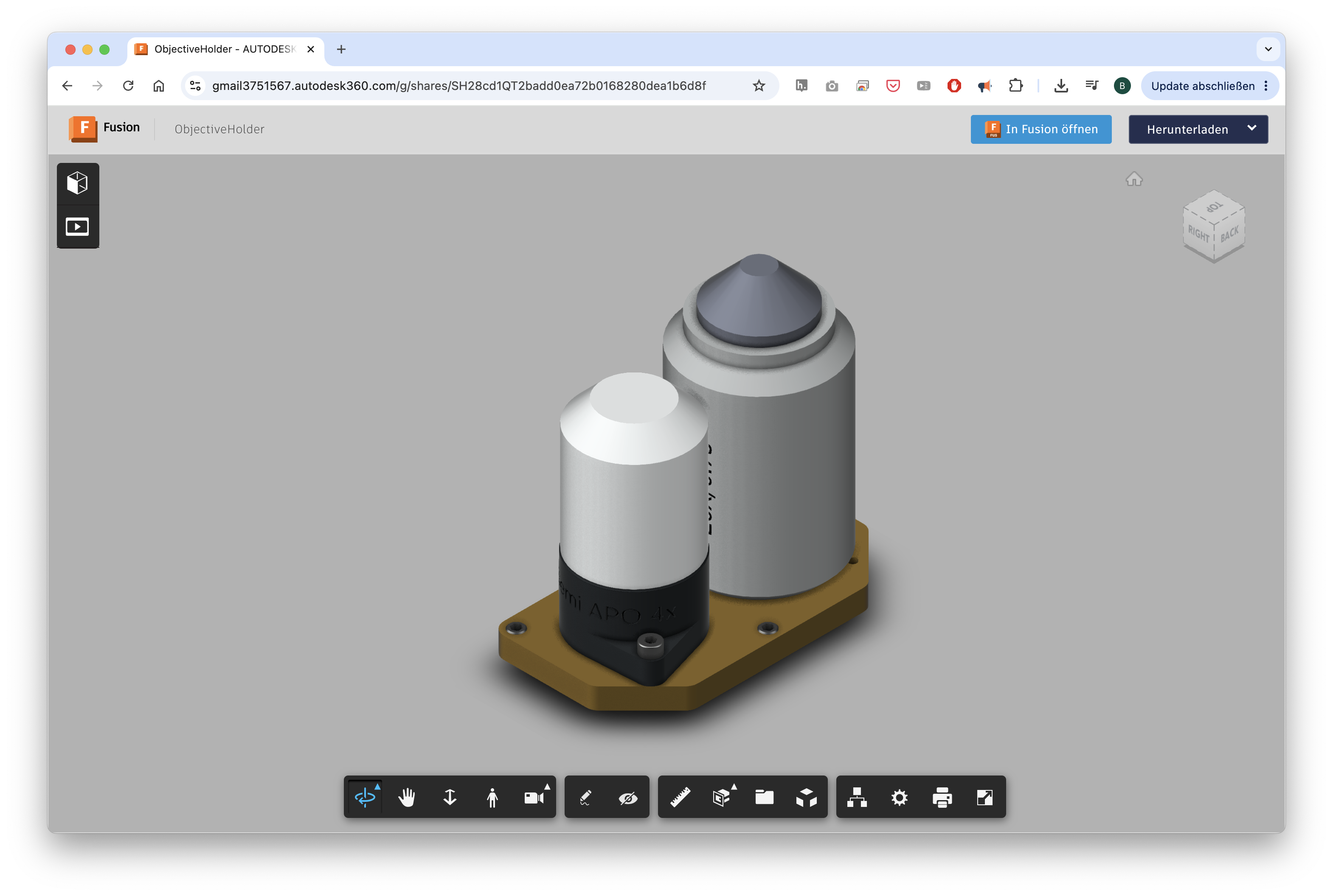 Objective Holder CAD View