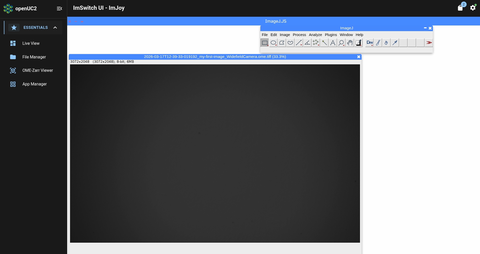 ImSwitch app: ImJoy page